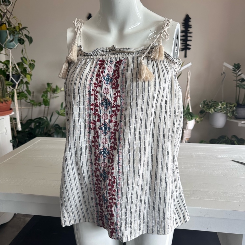 Universal Thread Striped Blouse with Embroidered Detail